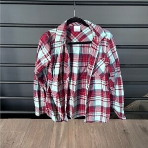 Columbia Purple and Blue Plaid Button Down Shirt